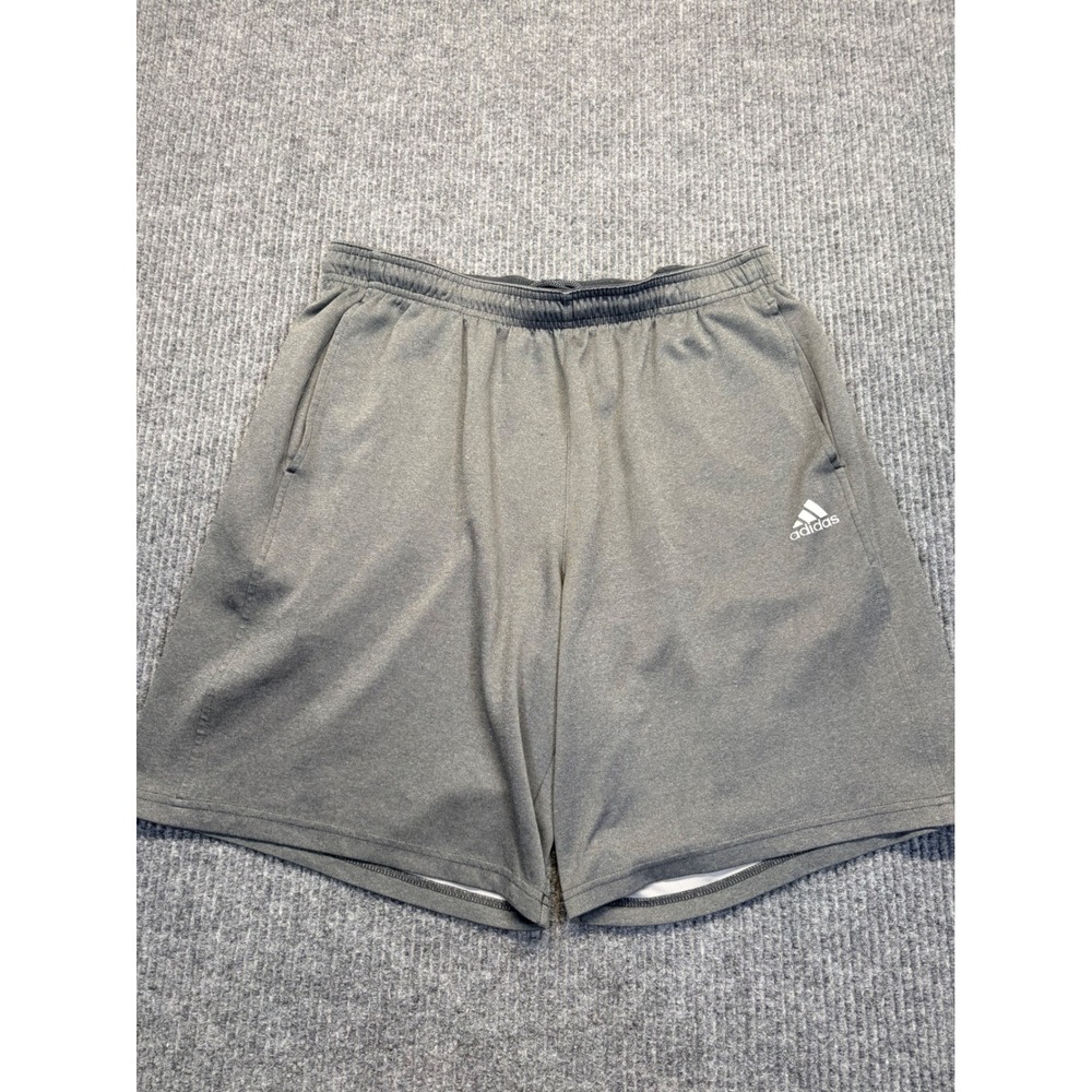 Adidas Mens Climalite Athletic Shorts Gray Size Large Drawstring Pockets Snag